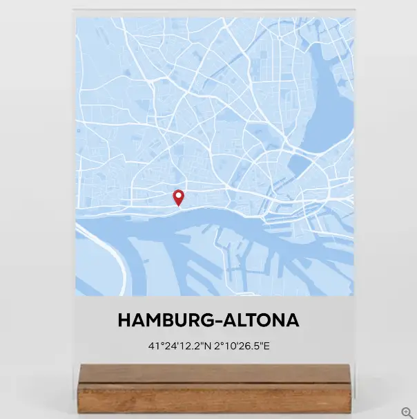 Personalisierte Stadtkarte, Acrylglas-Finish, modernes Design