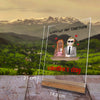 Valentinstags Geschenk Freund-Dekoration mit Massangaben-Landschaft im Hintergrund
